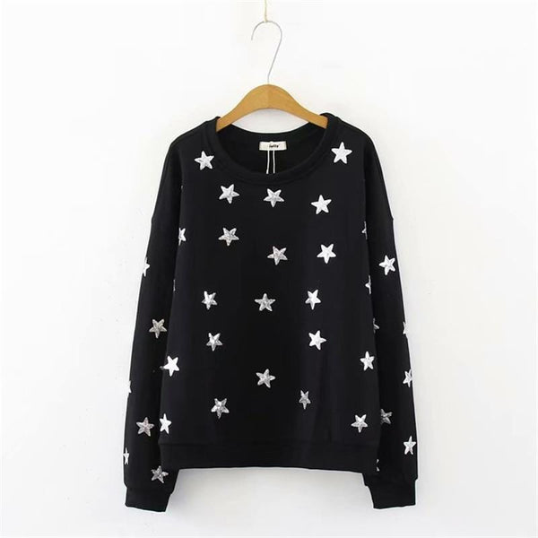 Star Embroidery Loose-Fit Sweatshirt
