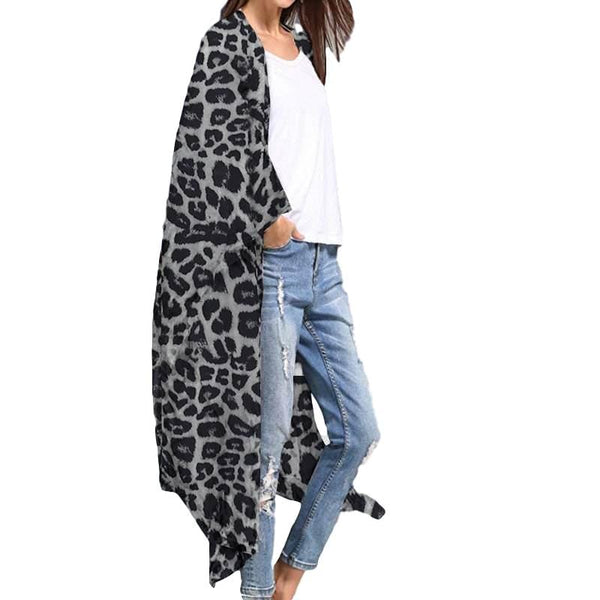 Leopard Print Long-Sleeve Kimono
