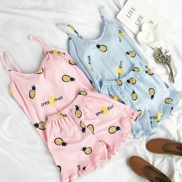 Women's Pineapple Print Pajama Set