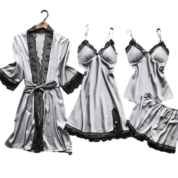 Satin Robe, Nightgown and Cami Set