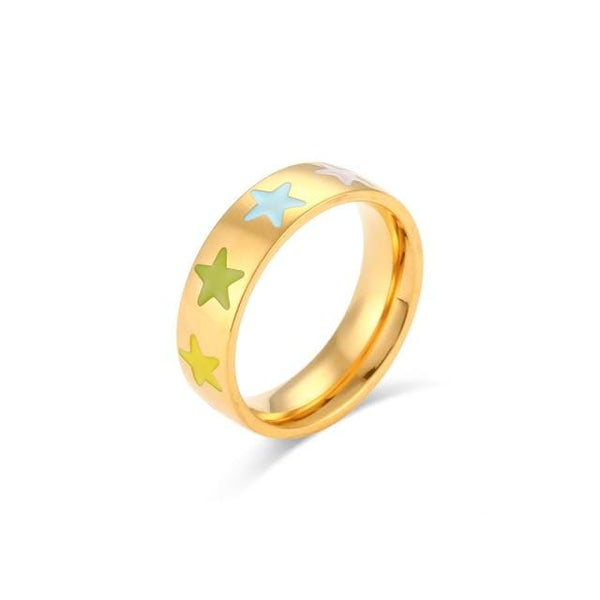 Stars Colorful Gold Plated Ring