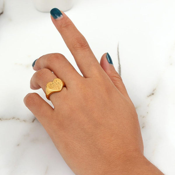 Self Love Heart Ring Gold Plated Ring