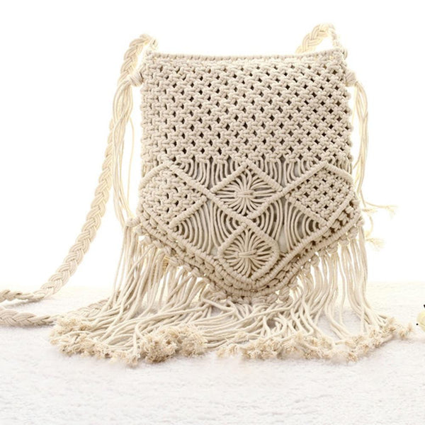 Crochet Tassel Crossbody Bag