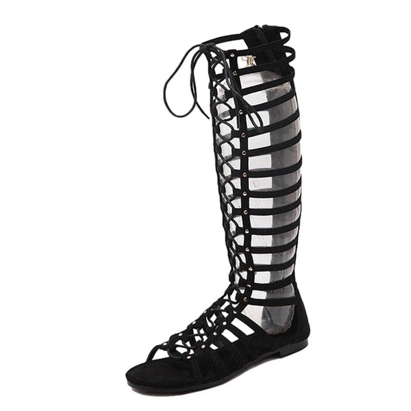 Strappy High-Knee Gladiator Sandals